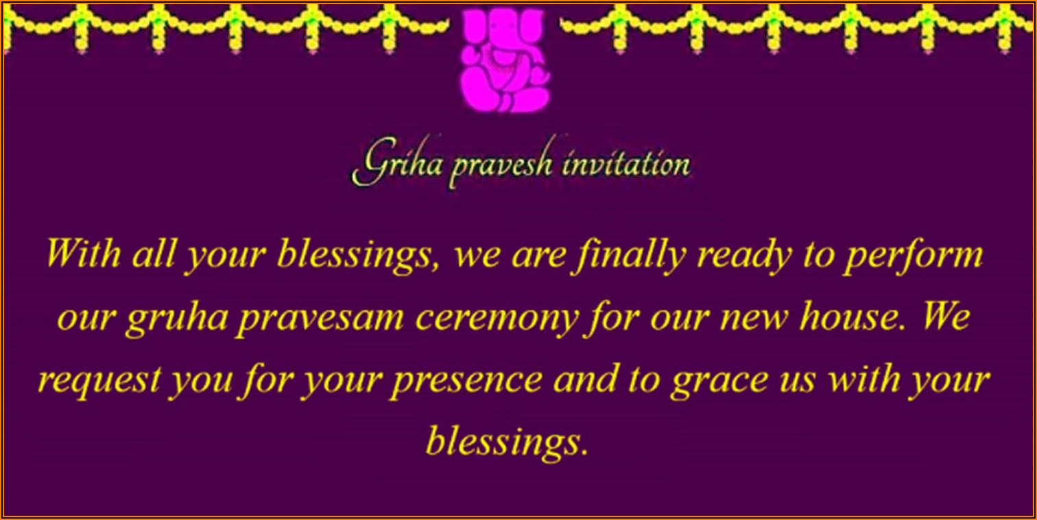 Indian House Warming Ceremony Invitation Message