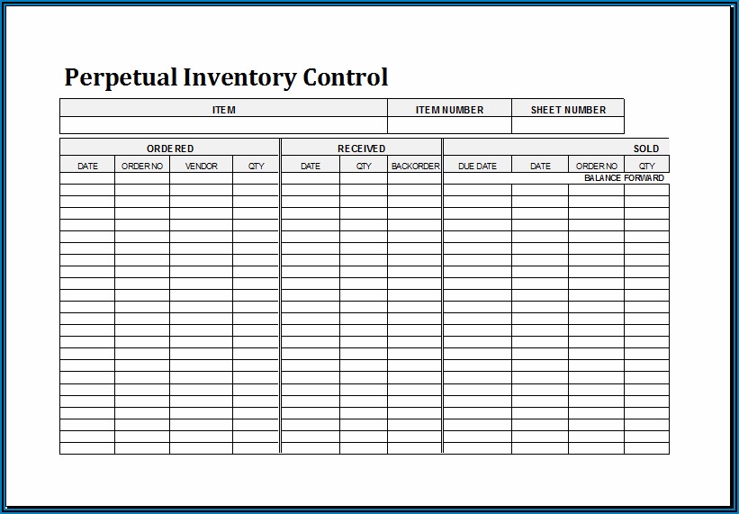 Inventory Control Format In Excel