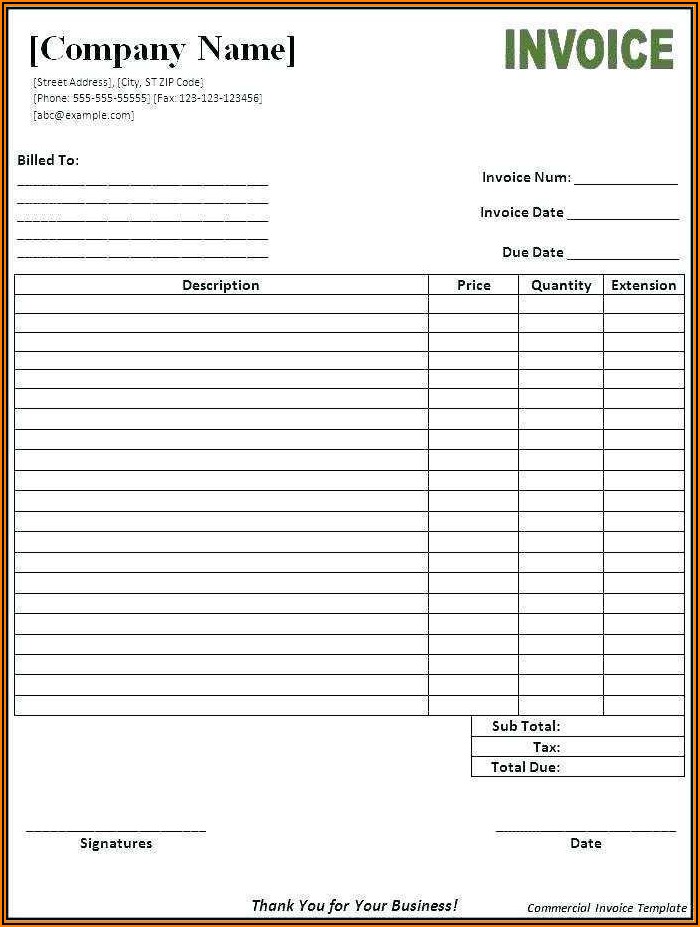 Invoice Receipt Template Word