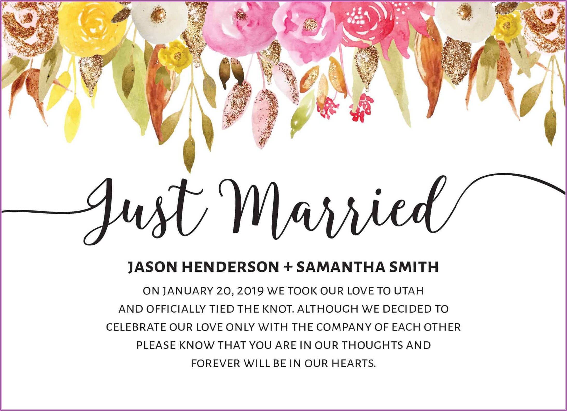 Just Married Cards Announcements