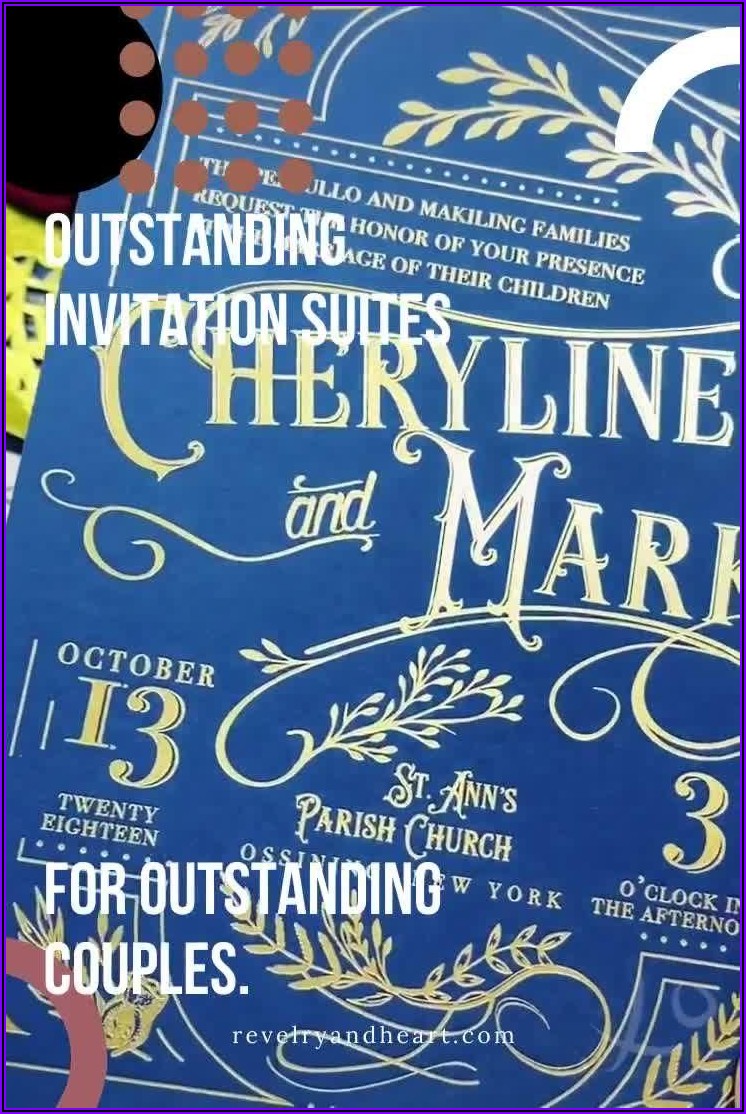 Navy Blue And Gold Wedding Invitation Design
