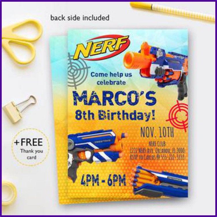 Nerf Gun Birthday Party Invitations Free Printable
