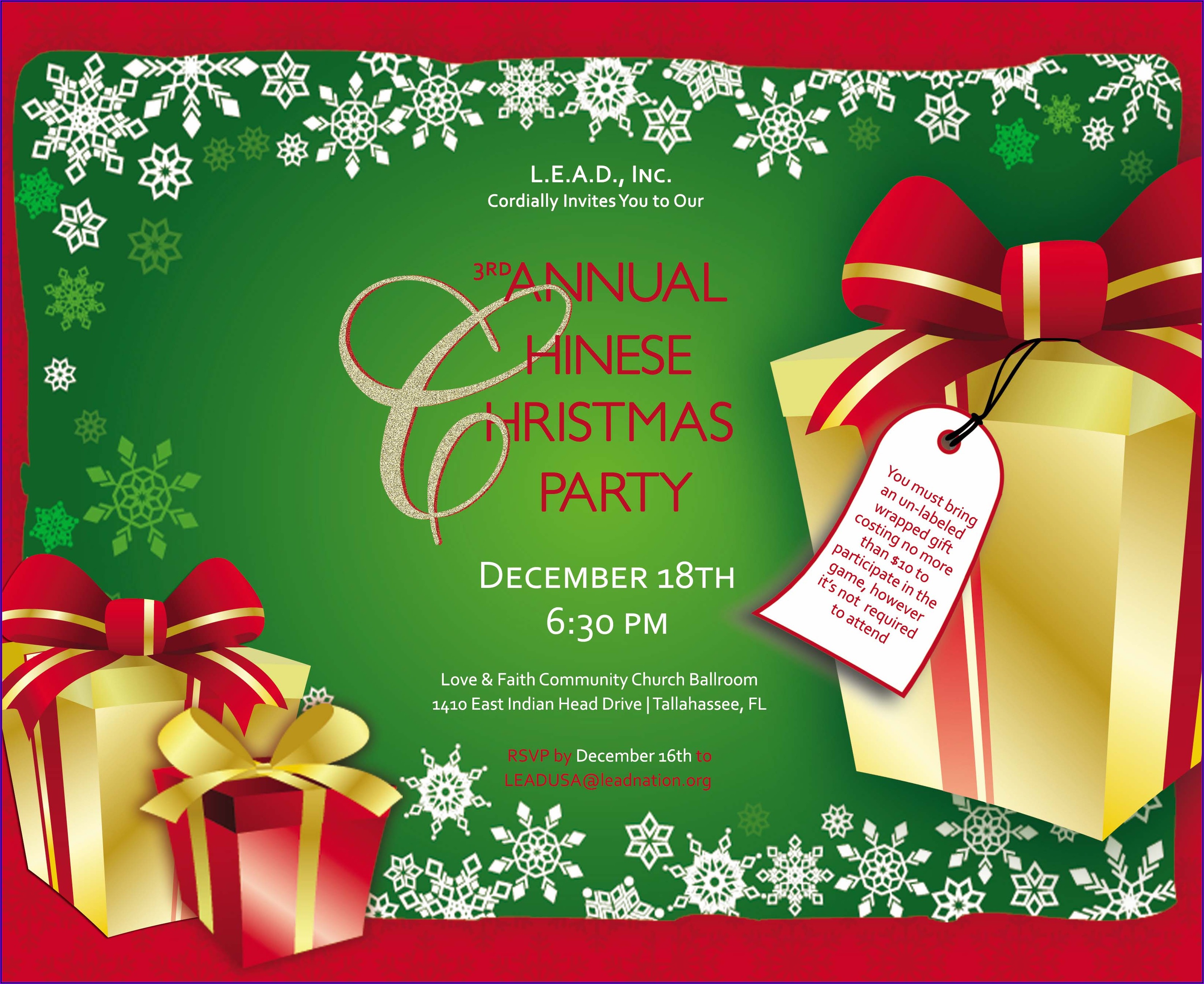 Office Holiday Luncheon Invitation Wording