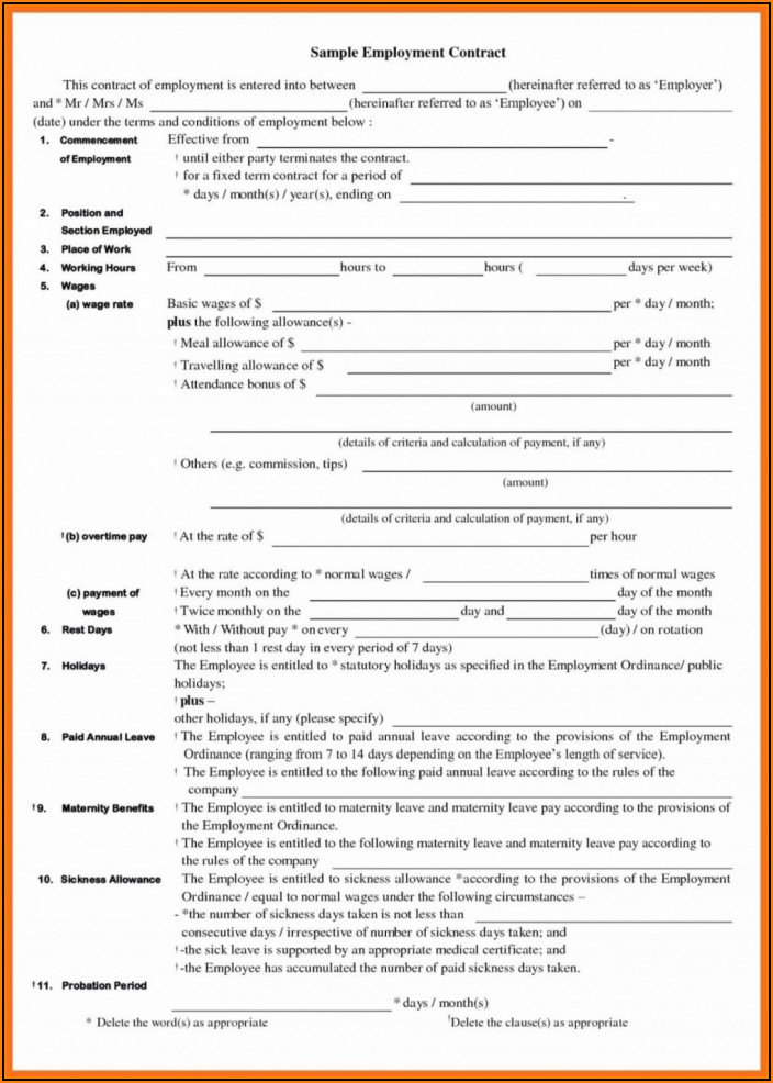 Part Time Employment Contract Template