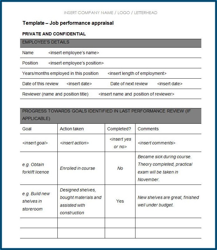 Performance Appraisal Form Word