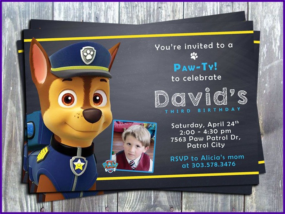 Personalized Paw Patrol Birthday Invitations