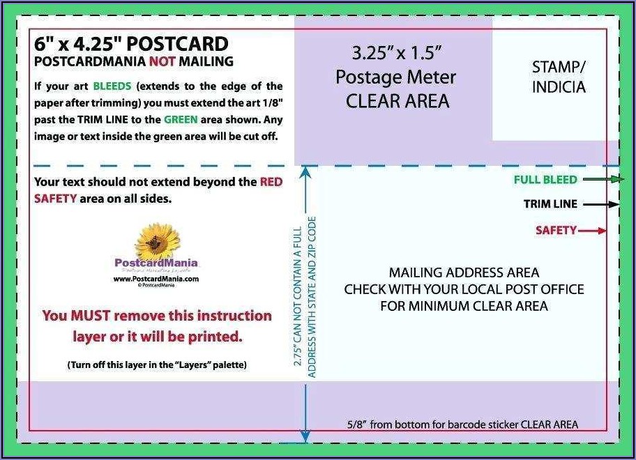 Photoshop Postcard Template 4 Per Page
