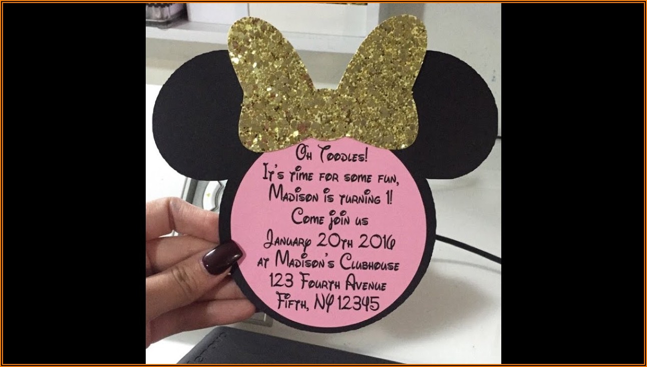 Pink And Gold Minnie Mouse Invitations Free