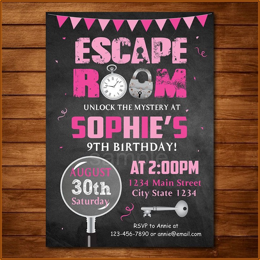 Printable Escape Room Birthday Invitations