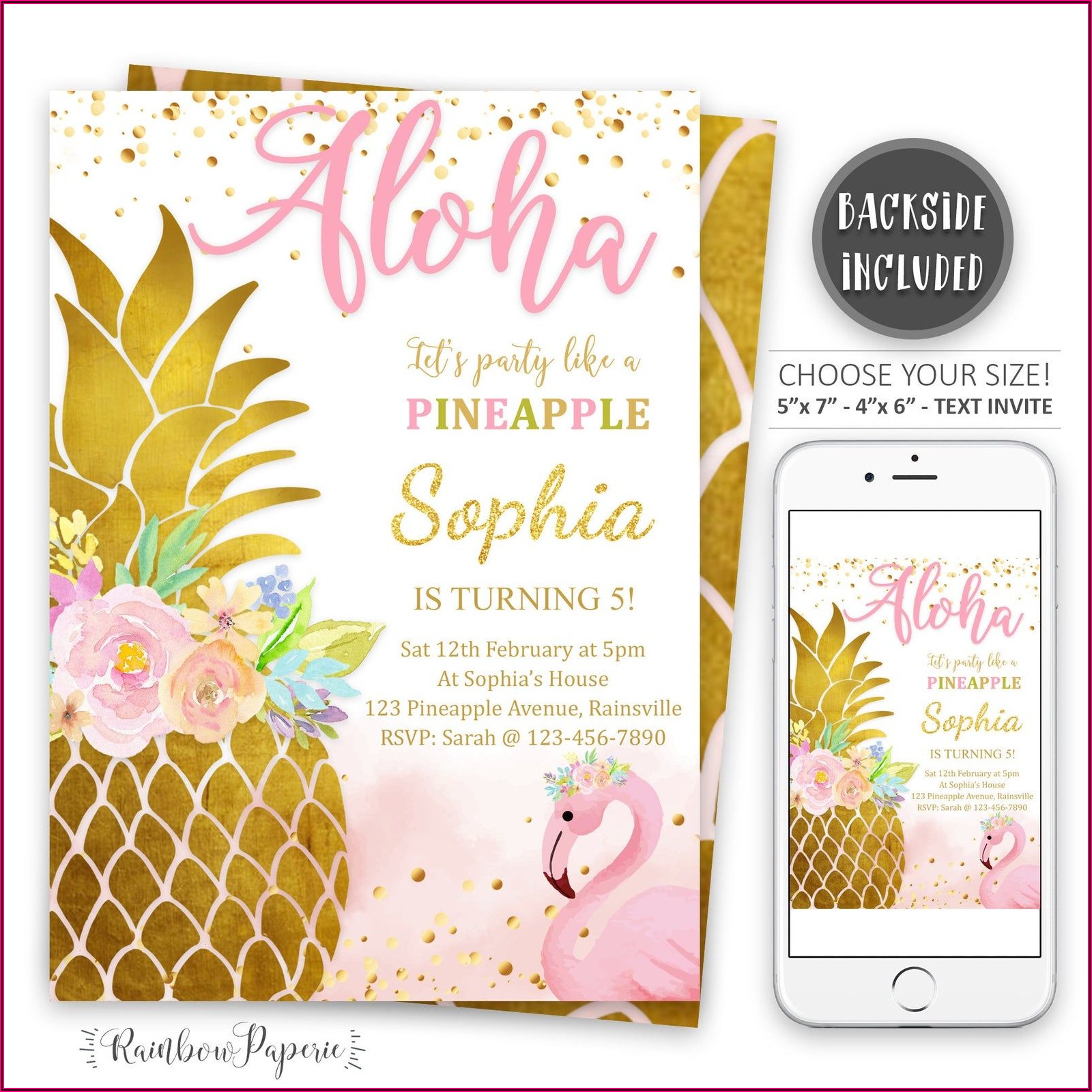 Printable Pineapple Birthday Invitations