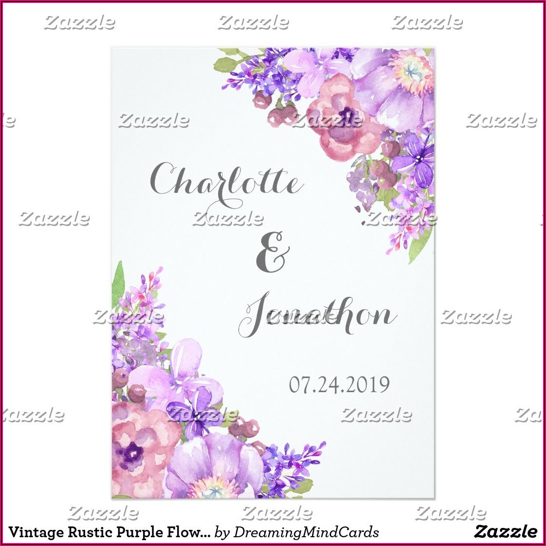 Purple Flower Wedding Invitations