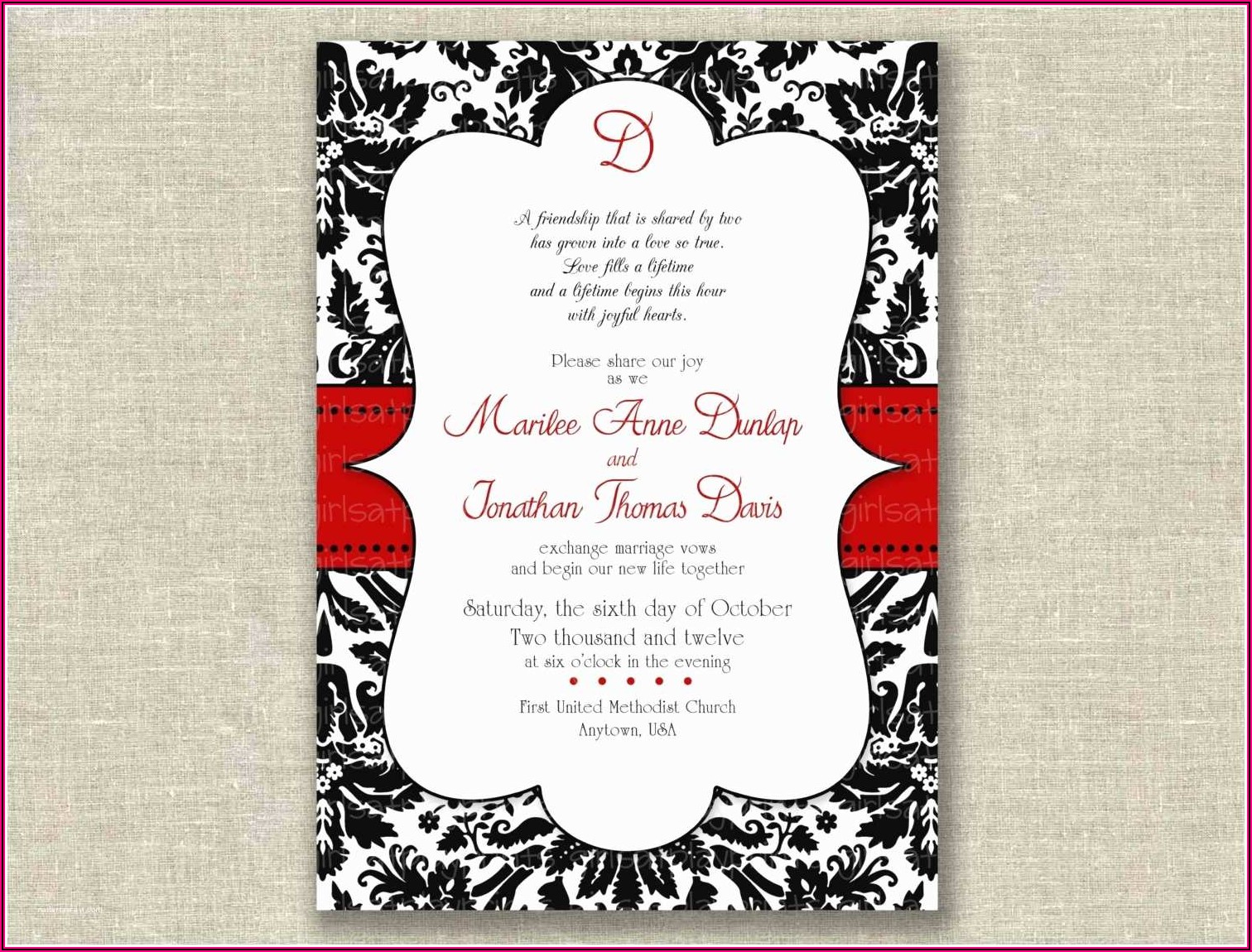 Red Rose Wedding Invitations Templates