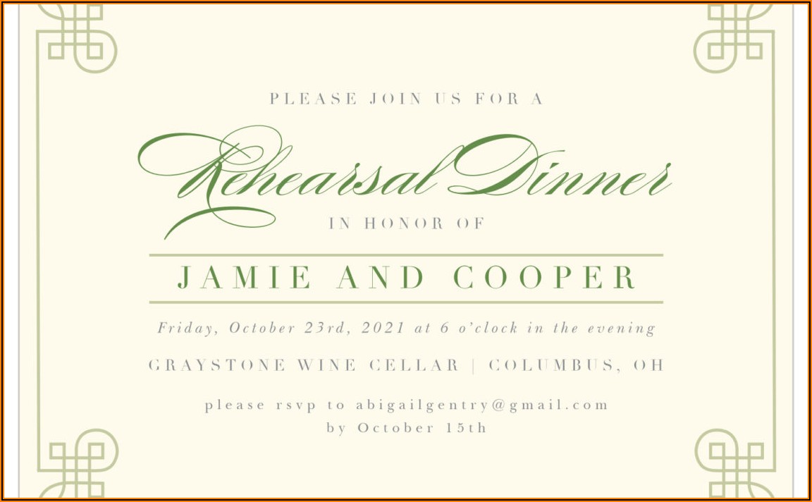 Rehearsal Dinner Invitation Wording Hosted By Bride And Groom