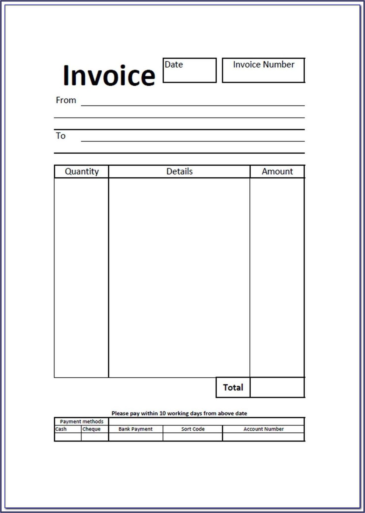 Self Employed Invoice Template Uk Free Download