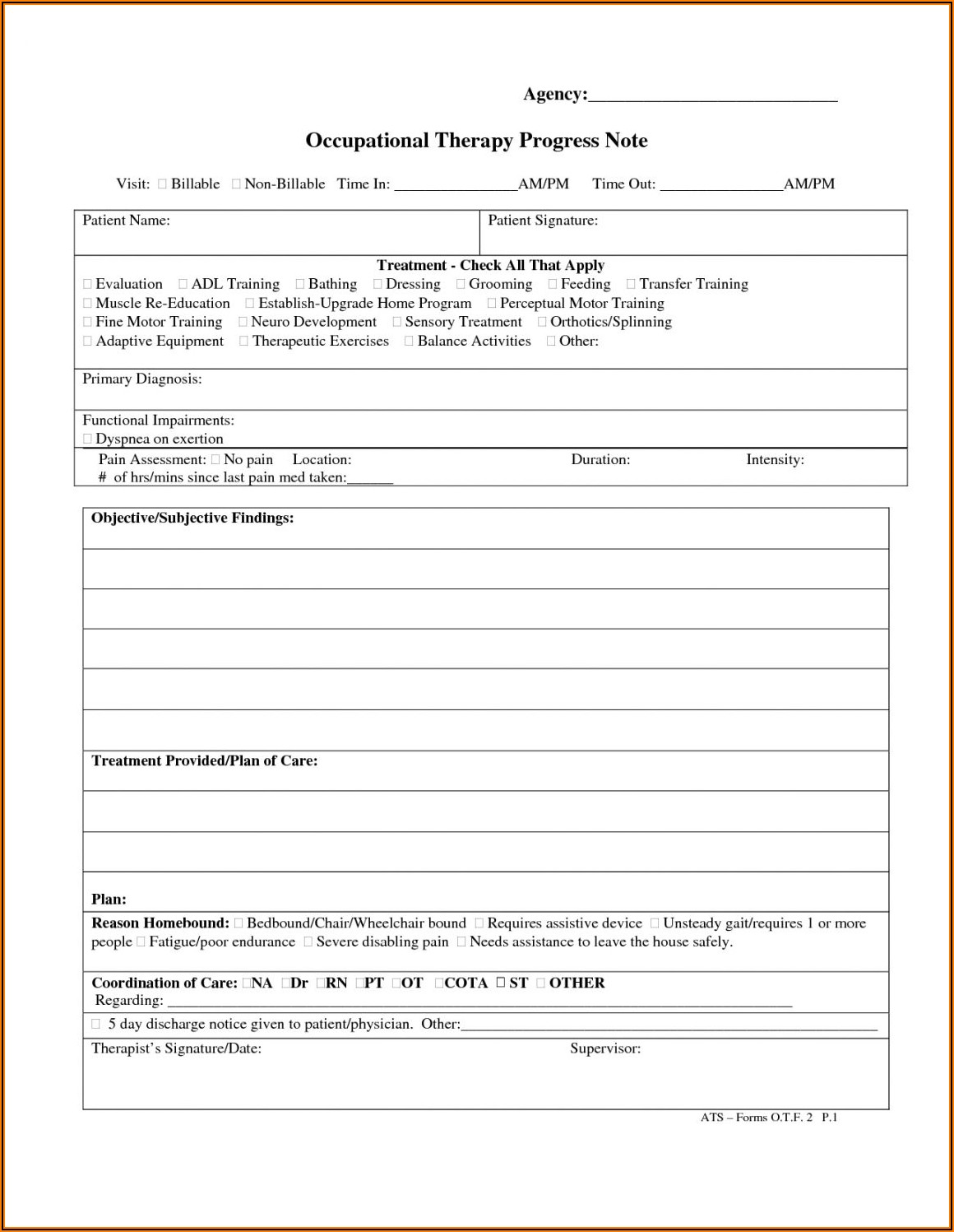 Speech Therapy Daily Notes Template
