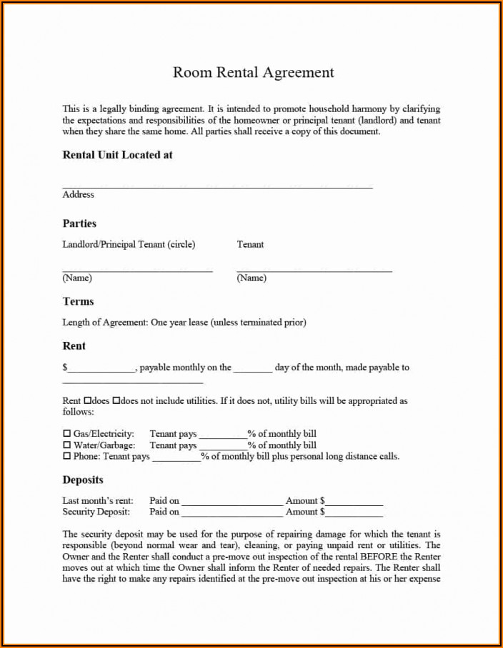 Standard Lease Agreement Example