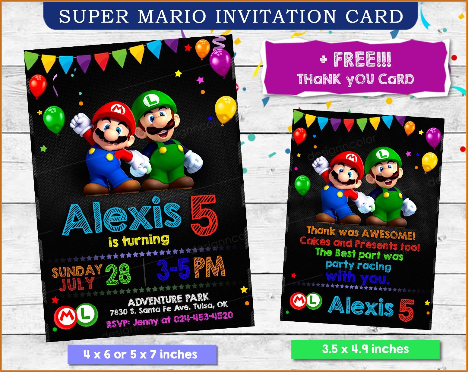 Super Mario Birthday Invitation Card