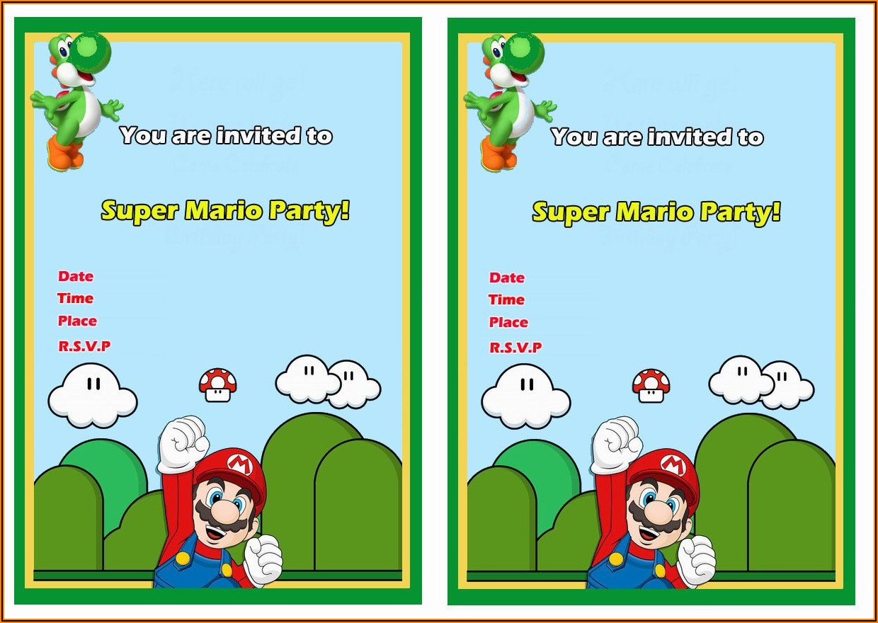 Super Mario Birthday Invitations Printable Free