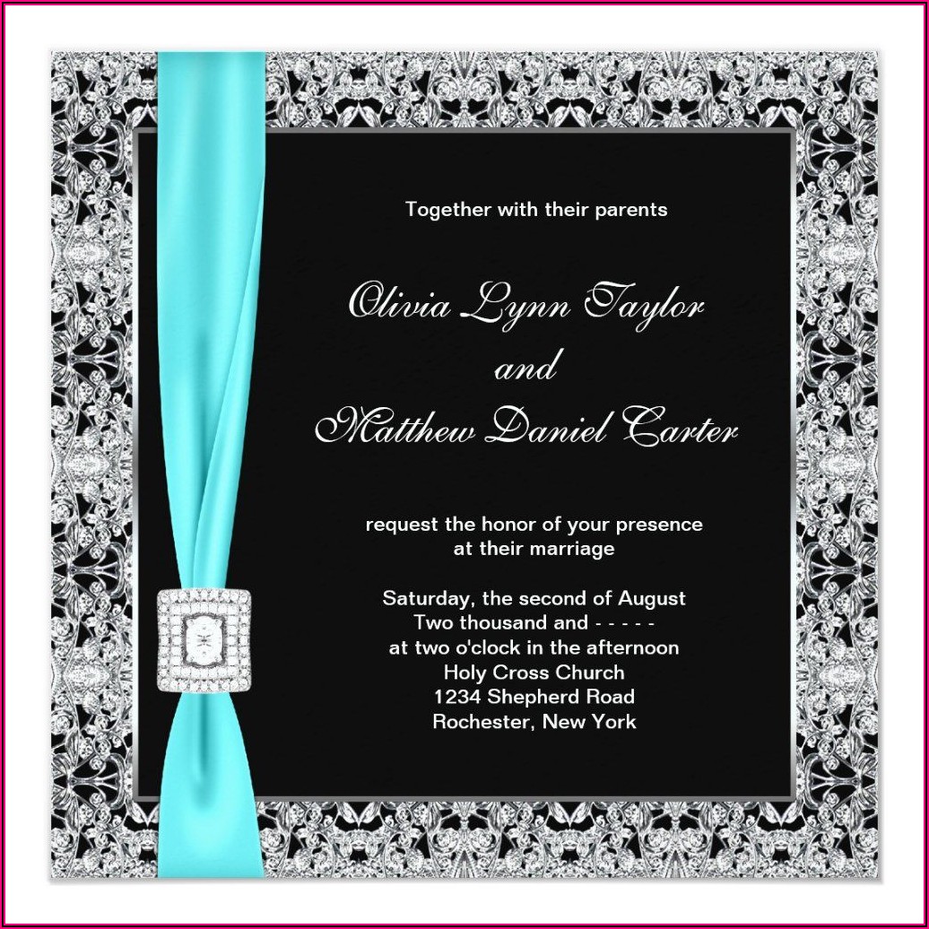 Teal Blue And Silver Wedding Invitations
