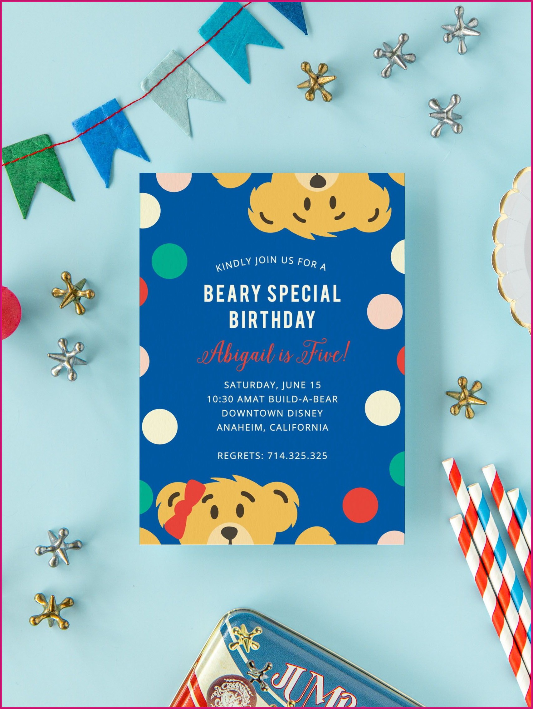 Teddy Bear 1st Birthday Invitations
