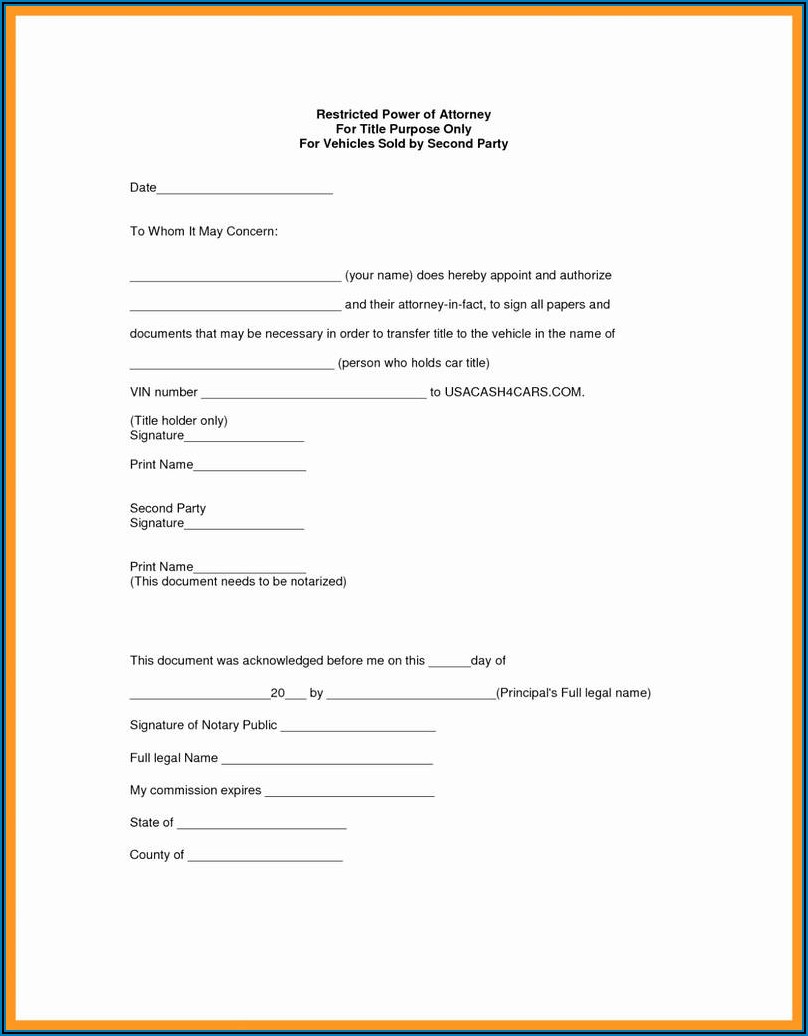 Template For Power Of Attorney
