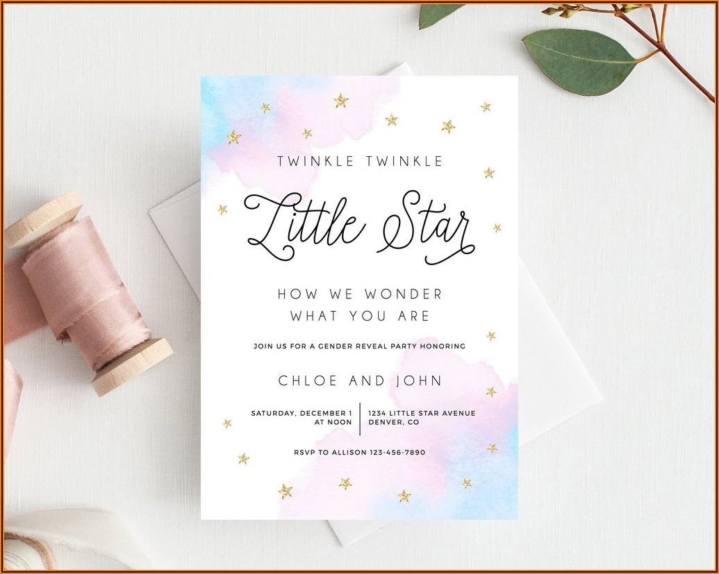 Twinkle Twinkle Little Star Gender Reveal Online Invitations