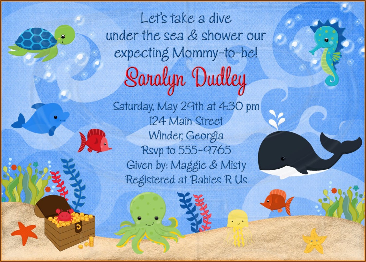 Under The Sea Baby Shower Invitations Templates