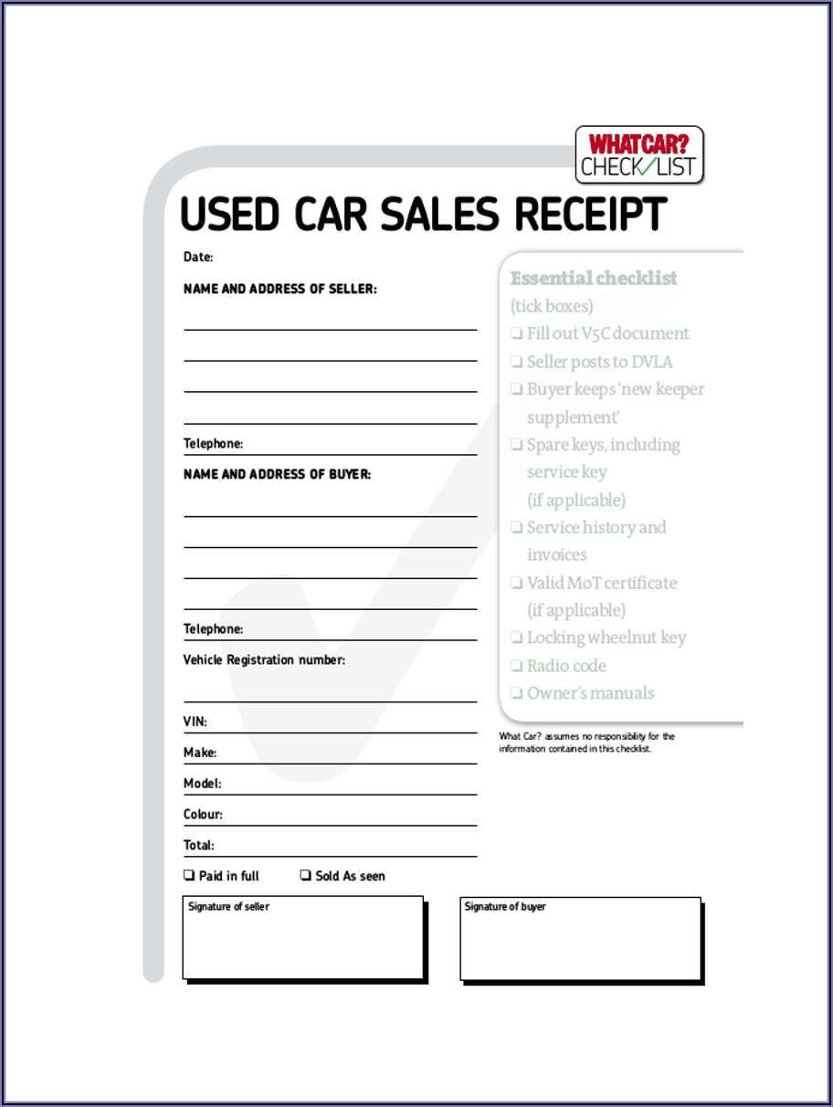 Used Car Sales Contract Template Australia