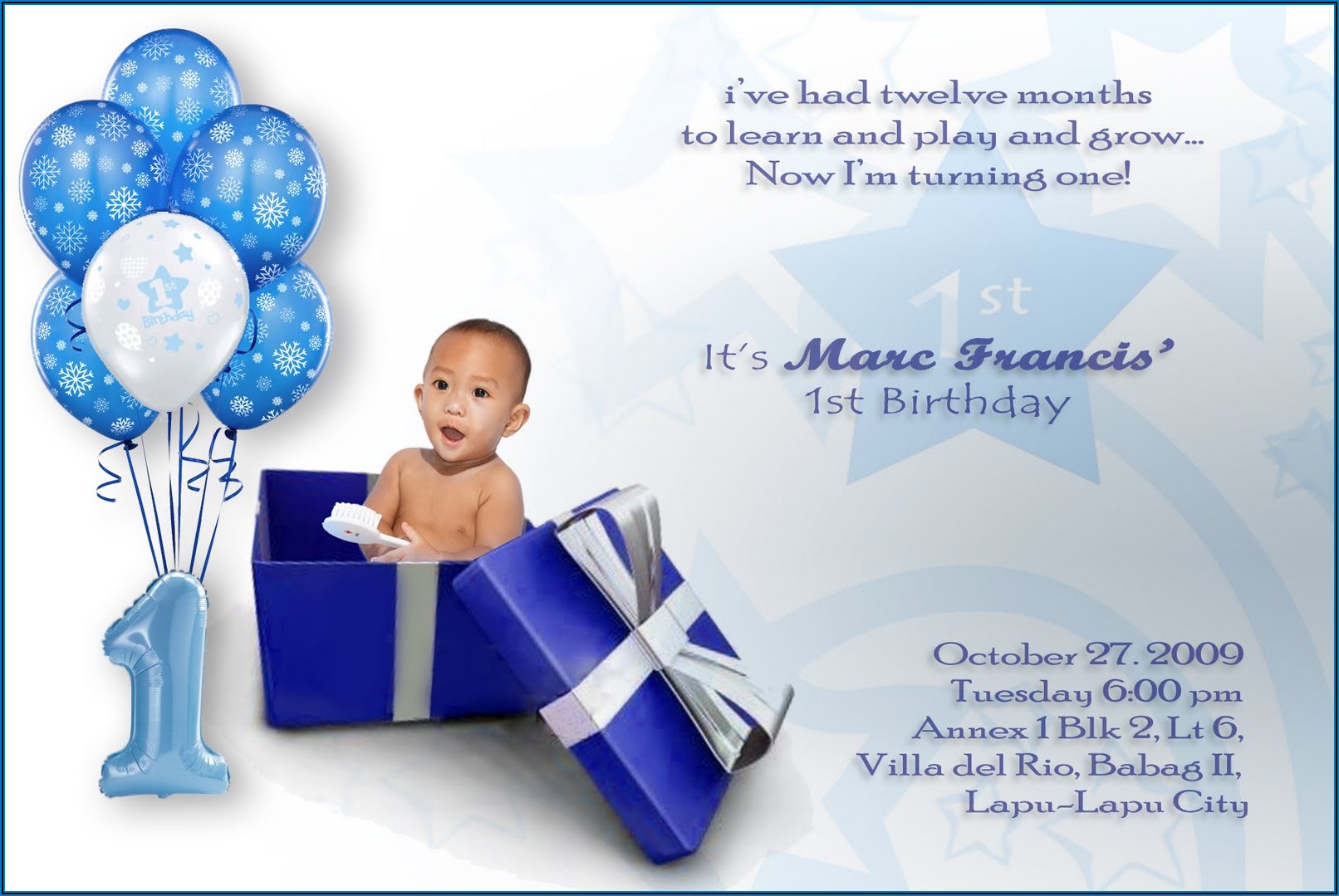 1st Birthday Invitation Card For Baby Boy Wording