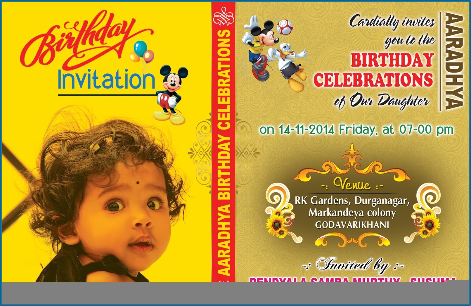 1st Birthday Invitation Card Template India