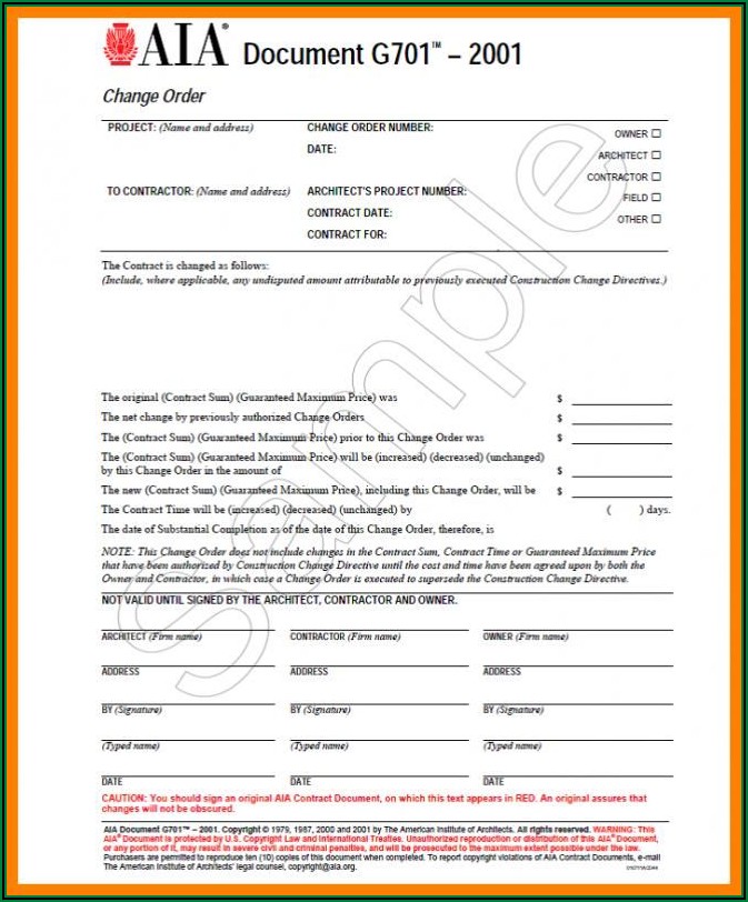 Aia Change Order Form Excel Free