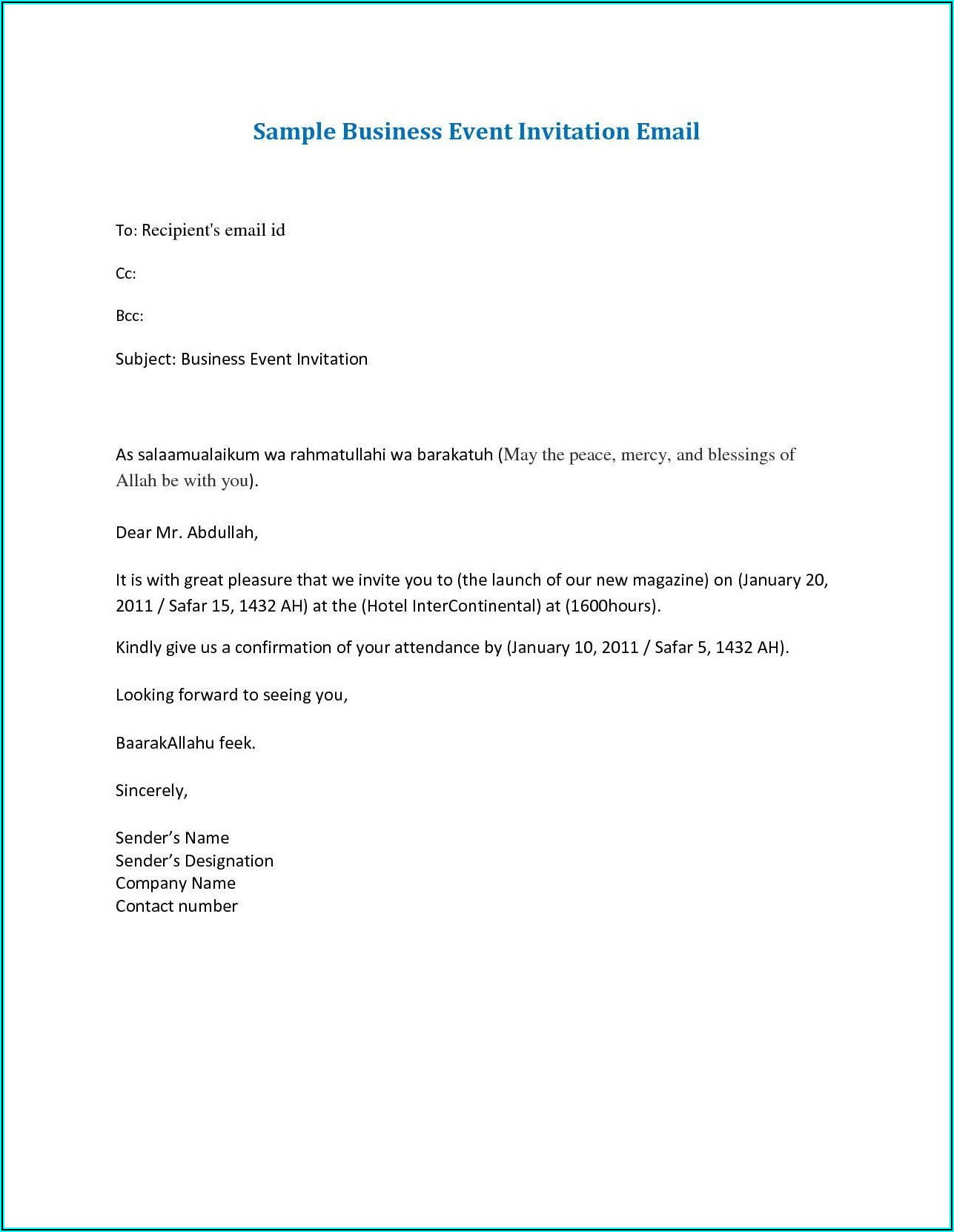 Annual Dinner Invitation Email To Staff