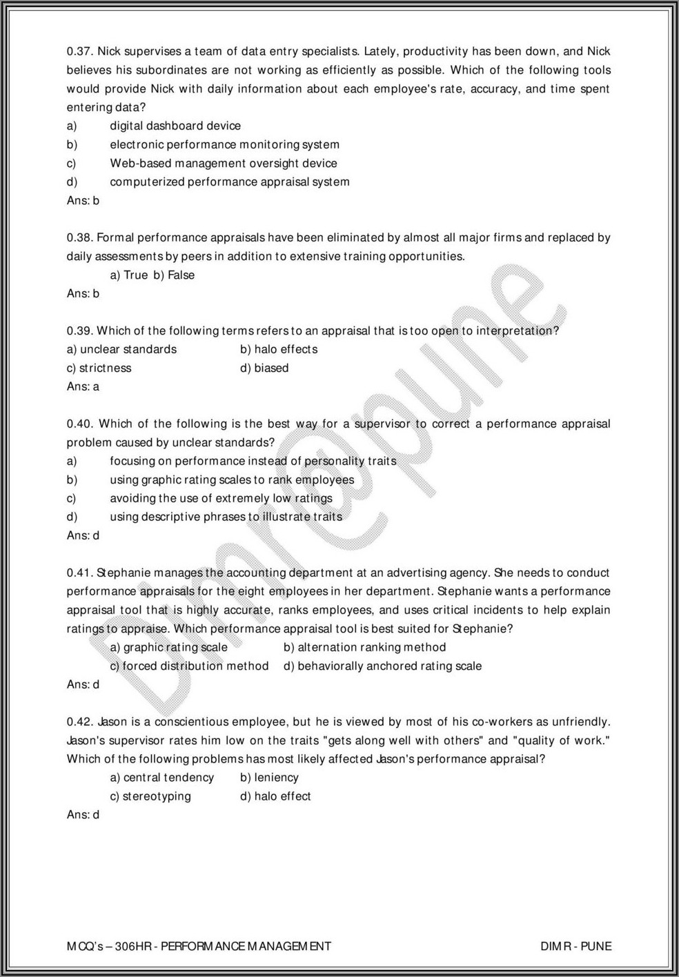 Annual Performance Appraisal Form Answers