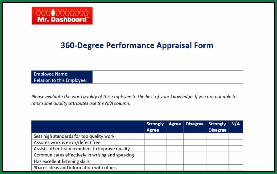 Annual Performance Appraisal Form Sample For Employees