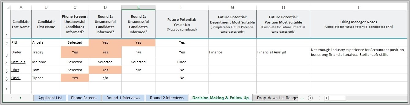 Applicant Tracker Excel Template