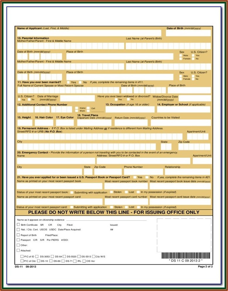 Application Form For Lost Passport