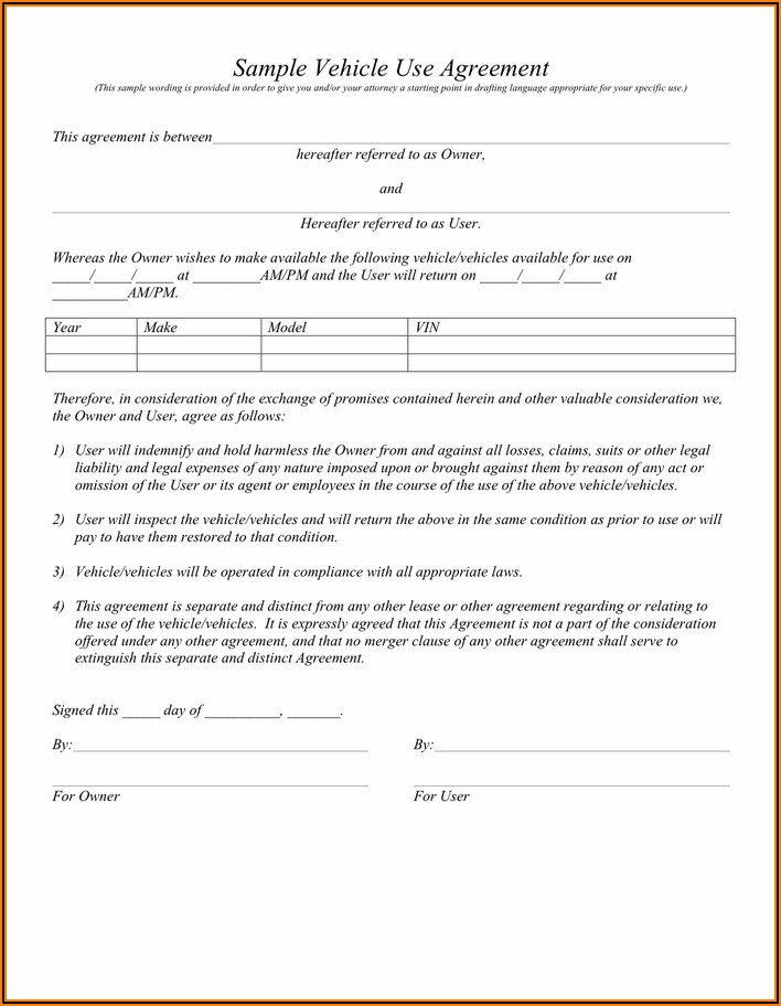 Automobile Lease Agreement Template Free