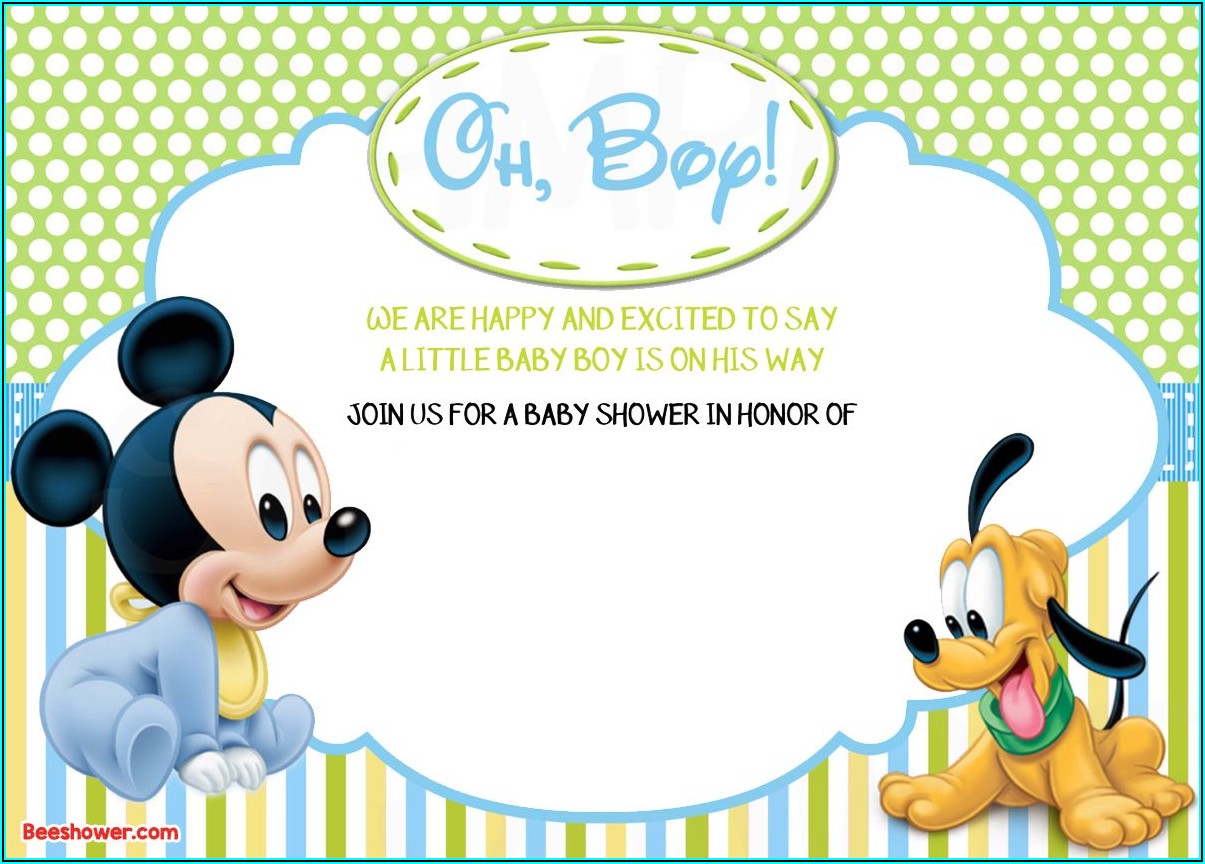 Baby Mickey Mouse Invitation Template Free