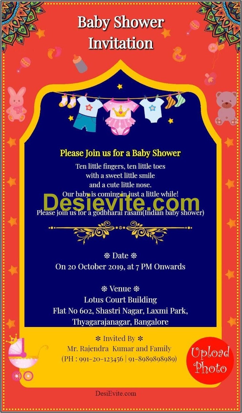 Baby Shower Invitation Templates Indian