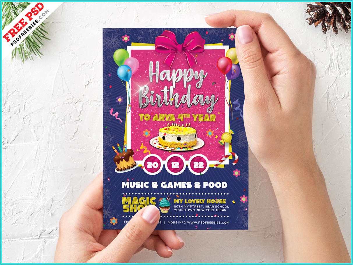 Birthday Invitation Card Template Photoshop Free Download