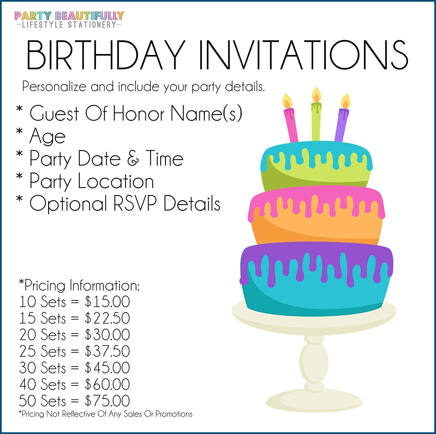 Black Gold And White Birthday Invitations