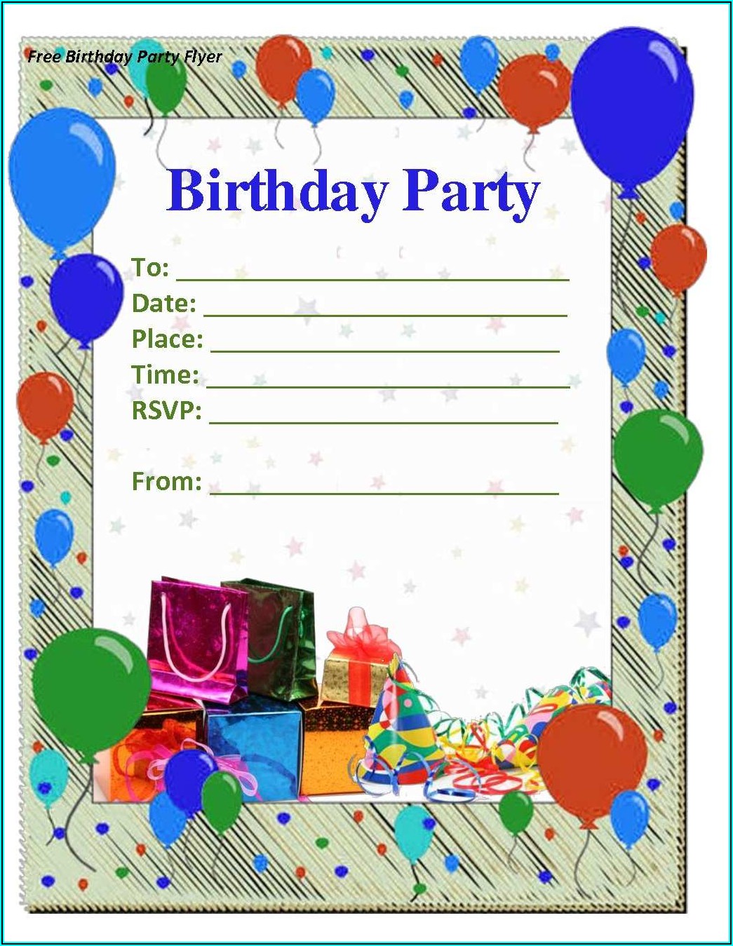 Blank Birthday Invitation Card Template Free Download