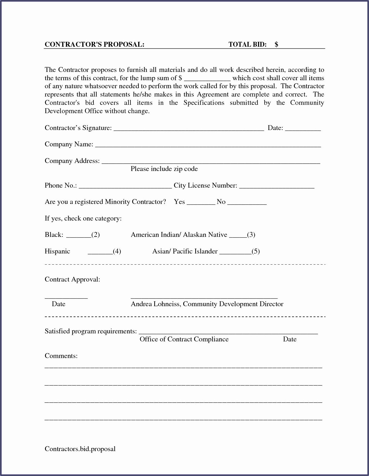 Blank Proposal Forms