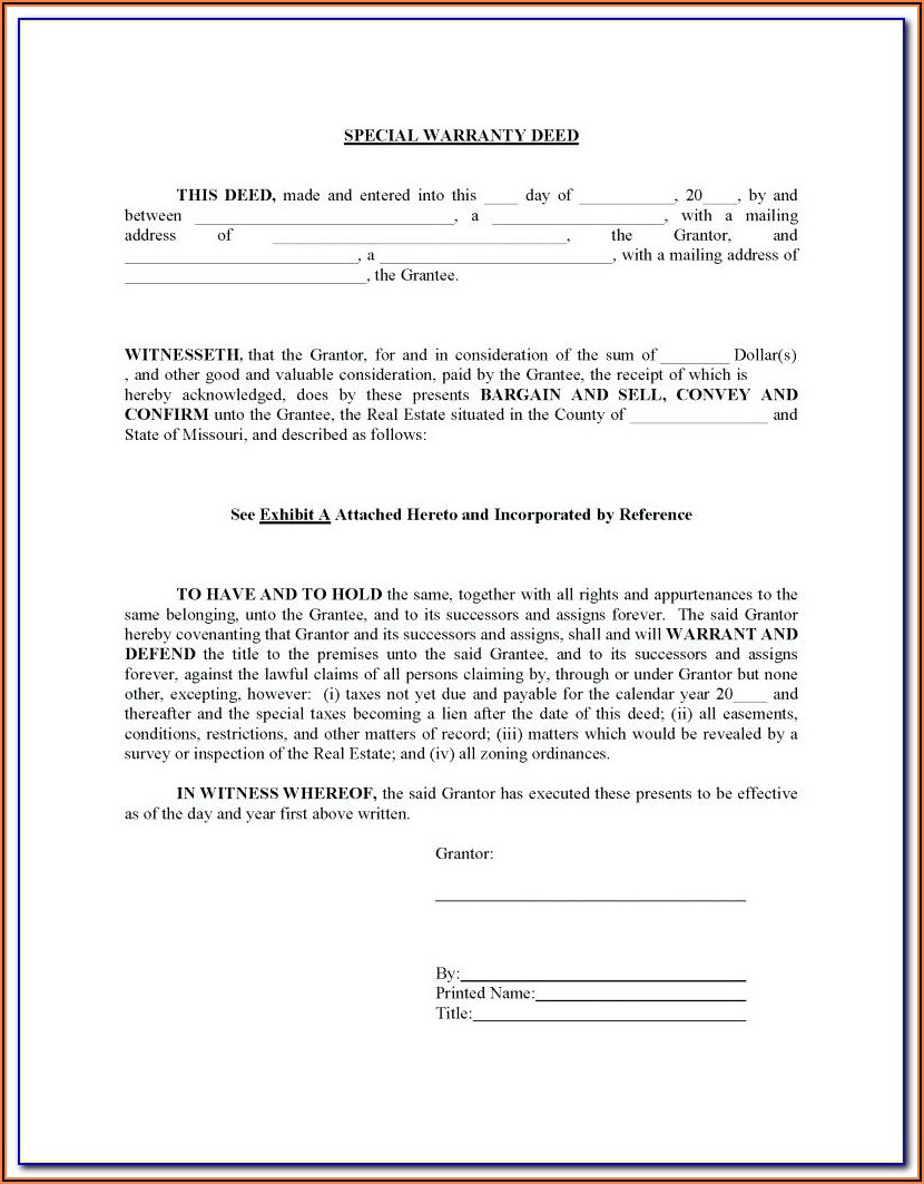 Blank Warranty Deed Form Florida
