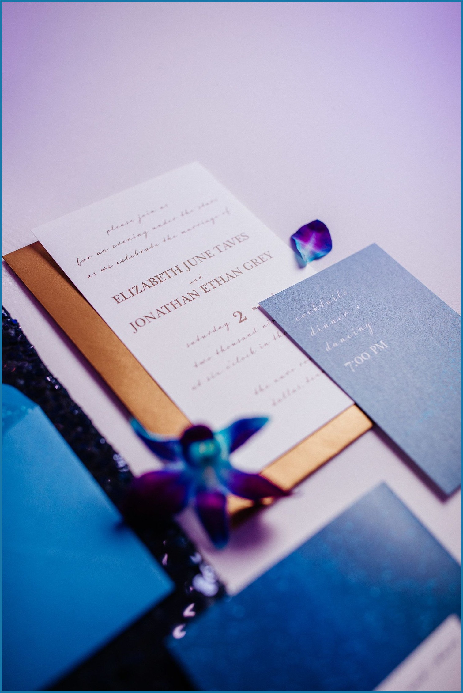 Blue And Gold Wedding Theme Invitations
