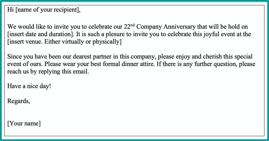 Business Dinner Invitation Email Example