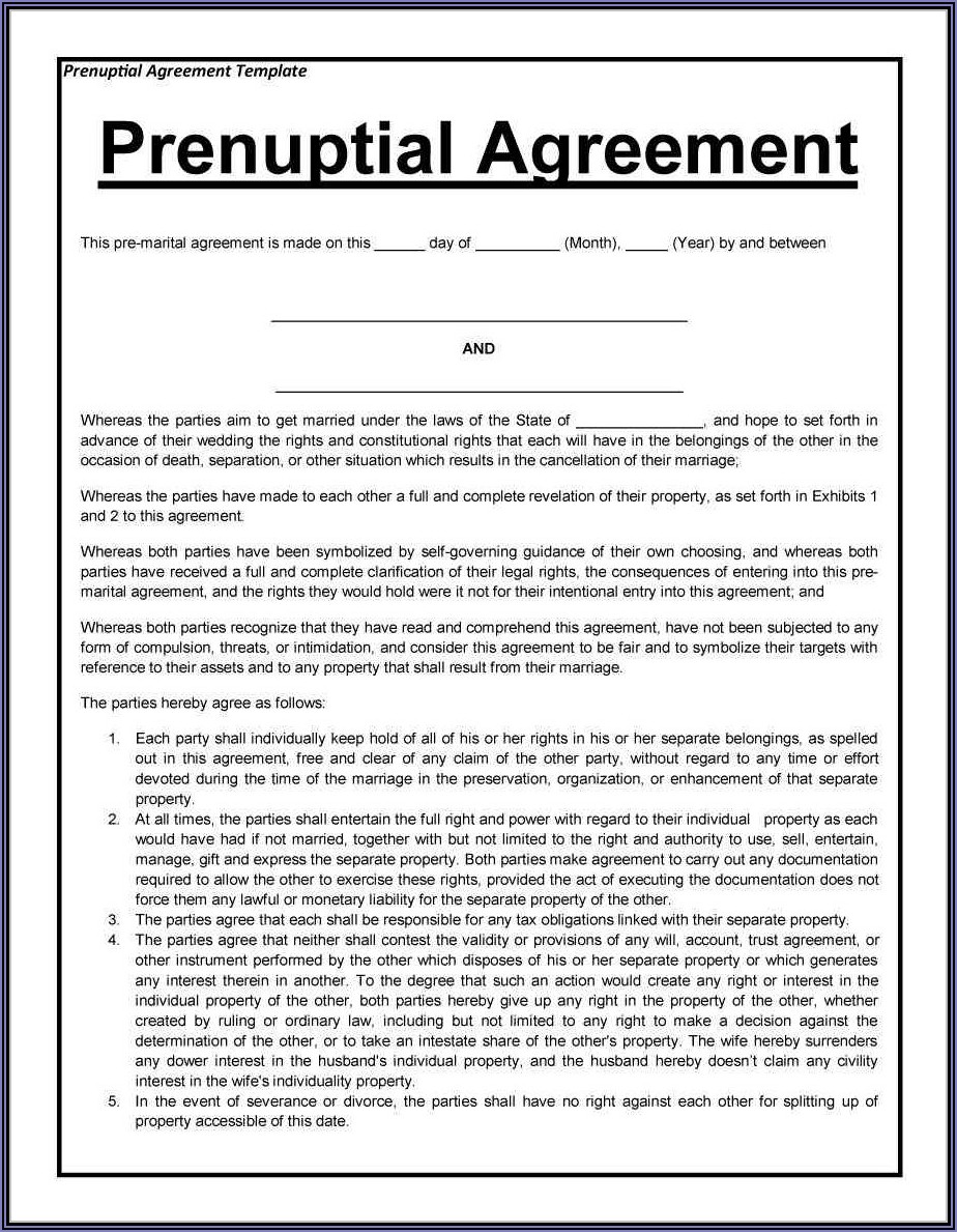 California Prenuptial Agreement Form Pdf