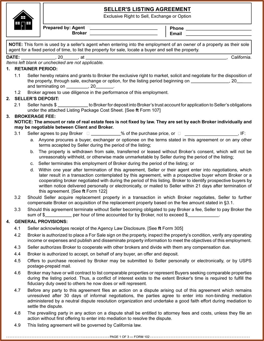 California Real Estate Sales Agreement Form