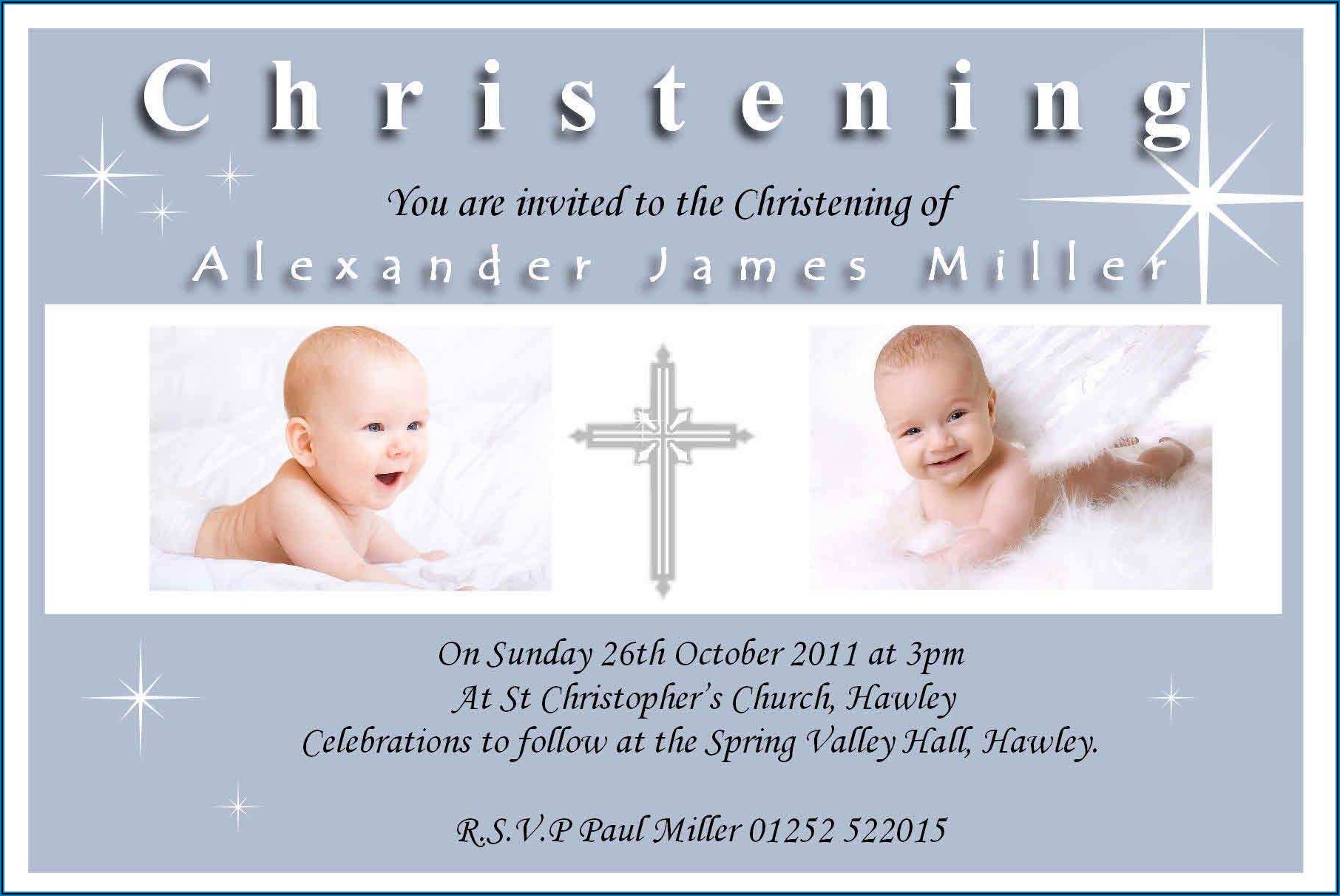 Christening Invitation For Baby Boy Blank