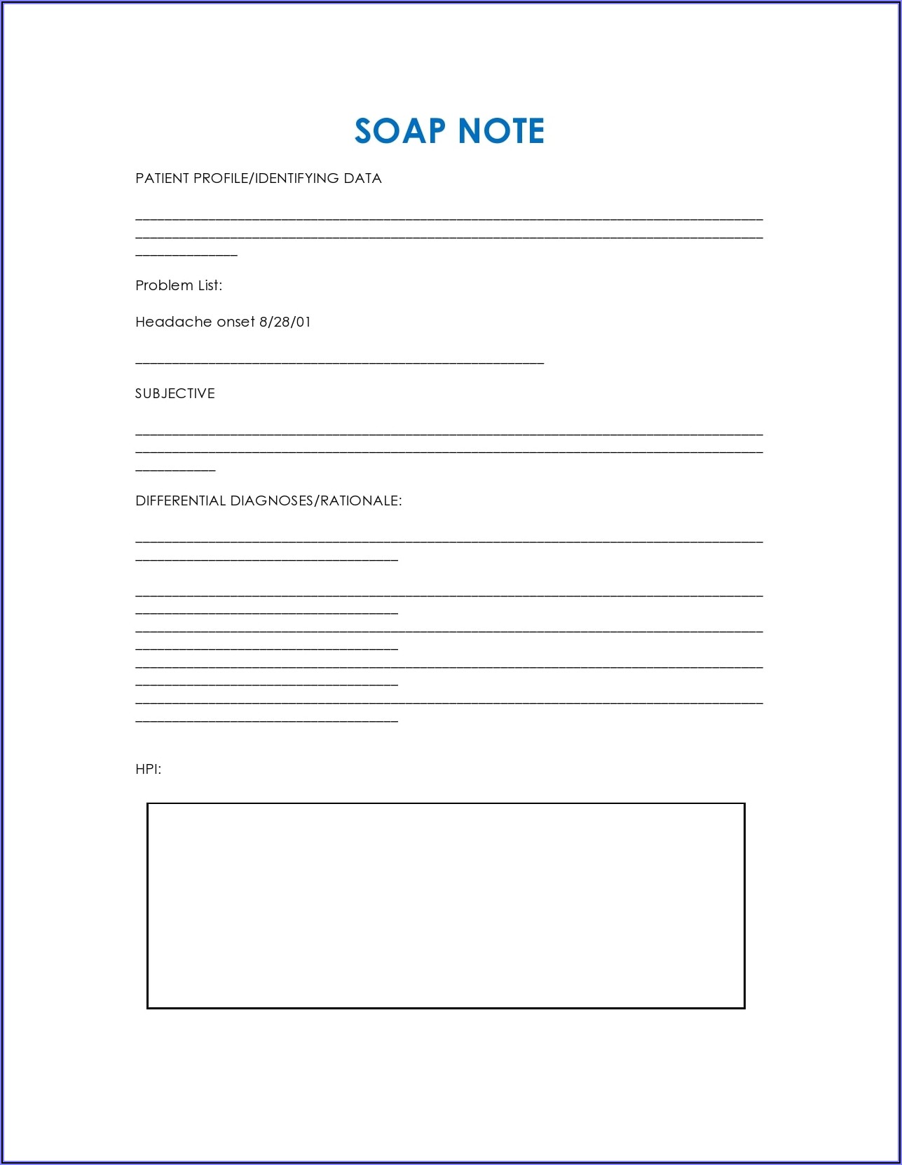 Counseling Soap Note Template Word